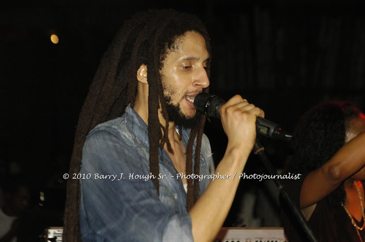 Julian Marley - Grammy Nominee & Son of the Legend Bob Marley - Live in Concert - Also featuring Ras Noble, Power Drill, Iron Head, & Robin Banks - Backing Band Roots Warrior, plus DJ Gemini @ One Love Reggae Concerts Series 09/10 @ Negril Escape Resort & Spa, February 2, 2010, One Love Drive, West End, Negril, Westmoreland, Jamaica W.I. - Photographs by Net2Market.com - Barry J. Hough Sr, Photographer/Photojournalist - The Negril Travel Guide - Negril's and Jamaica's Number One Concert Photography Web Site with over 40,000 Jamaican Concert photographs Published -  Negril Travel Guide, Negril Jamaica WI - http://www.negriltravelguide.com - info@negriltravelguide.com...!